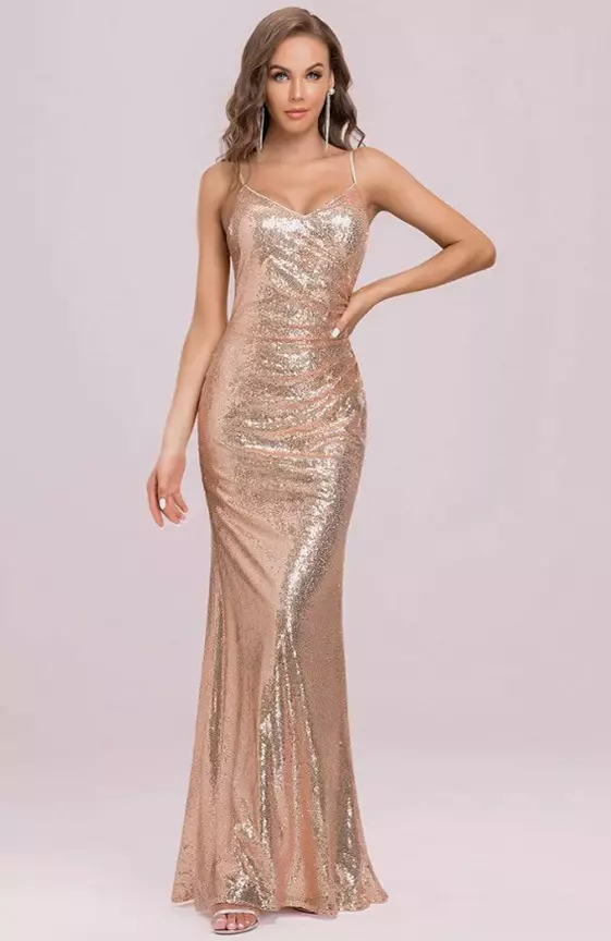 Sexy Sequin Backless Fishtail Evening Gowns for Women
