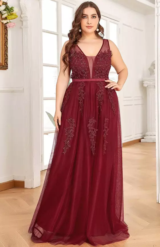 Plus Size Maxi Long Ethereal Tulle Formal Evening Dress
