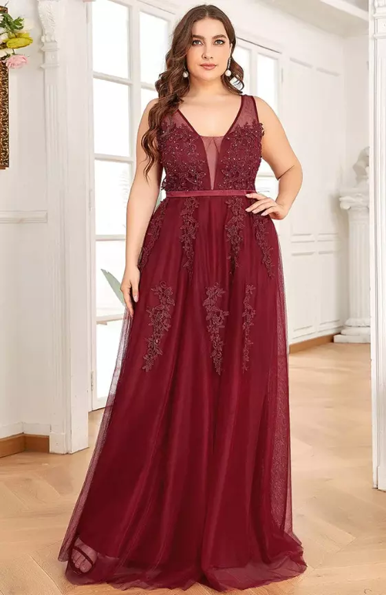 Plus Size Maxi Long Ethereal Tulle Formal Evening Dress
