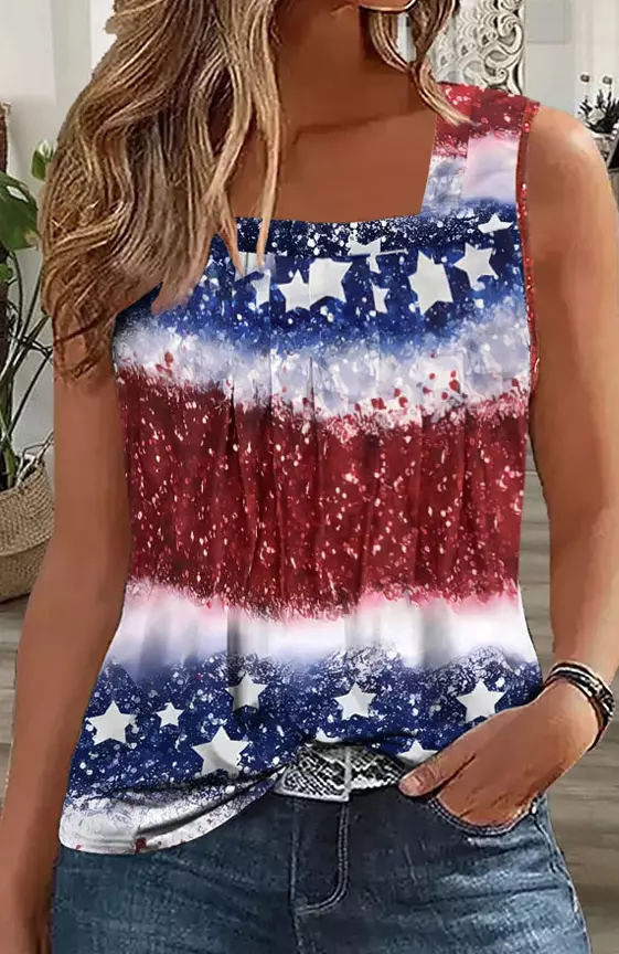 Women′s America Flag Ombre Casual Tank Top
