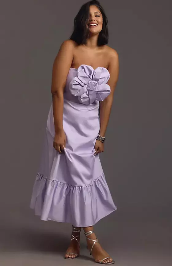 Hutch Strapless 3D Floral Maxi Dress
