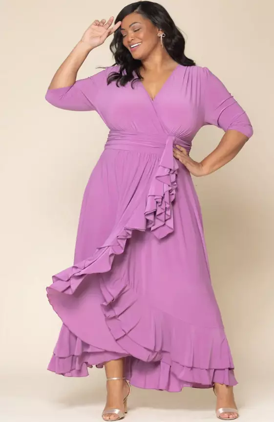 Veronica Ruffled High-Low Evening Gown
