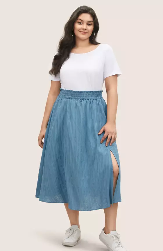 Solid Plisse Pocket Paperbag Waist Skirt
