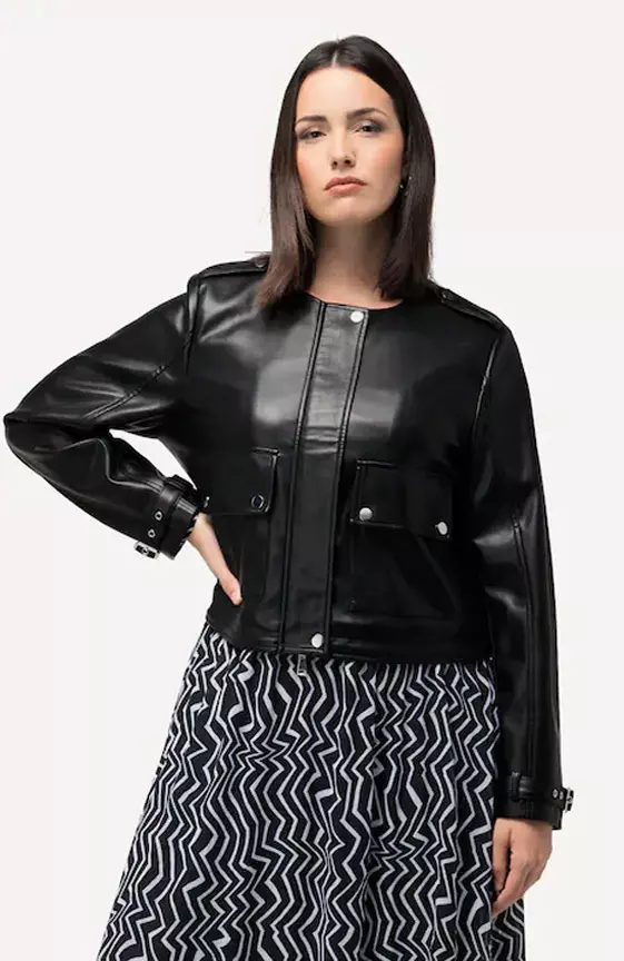 Cropped Faux Leather Jacket
