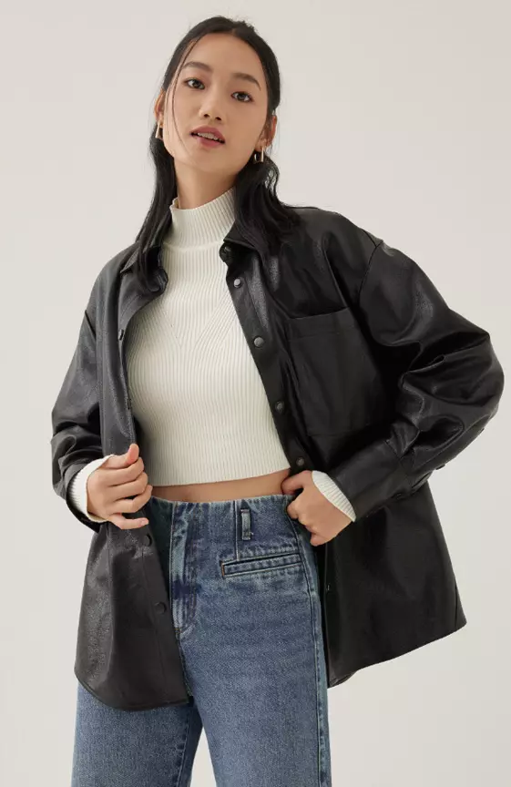 Austeen Relaxed Pleather Shirt

