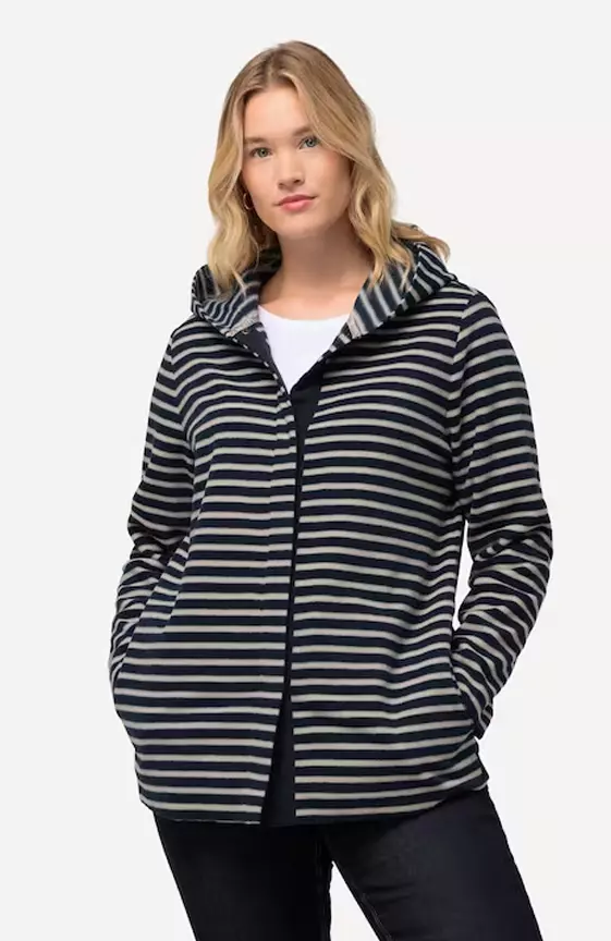 Striped Fleece Hooded Jacket
