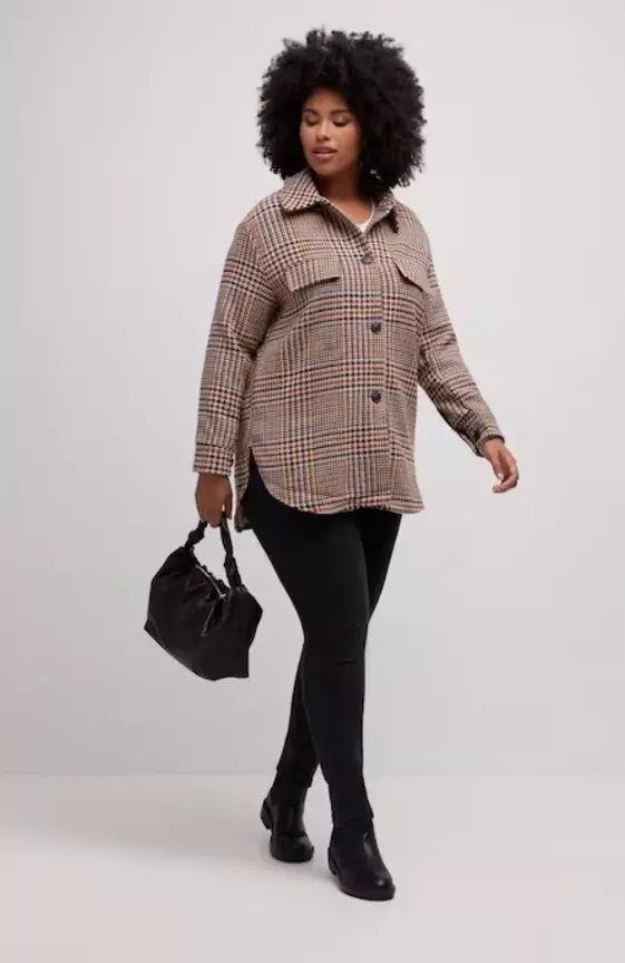 Houndstooth Check Button Front Jacket
