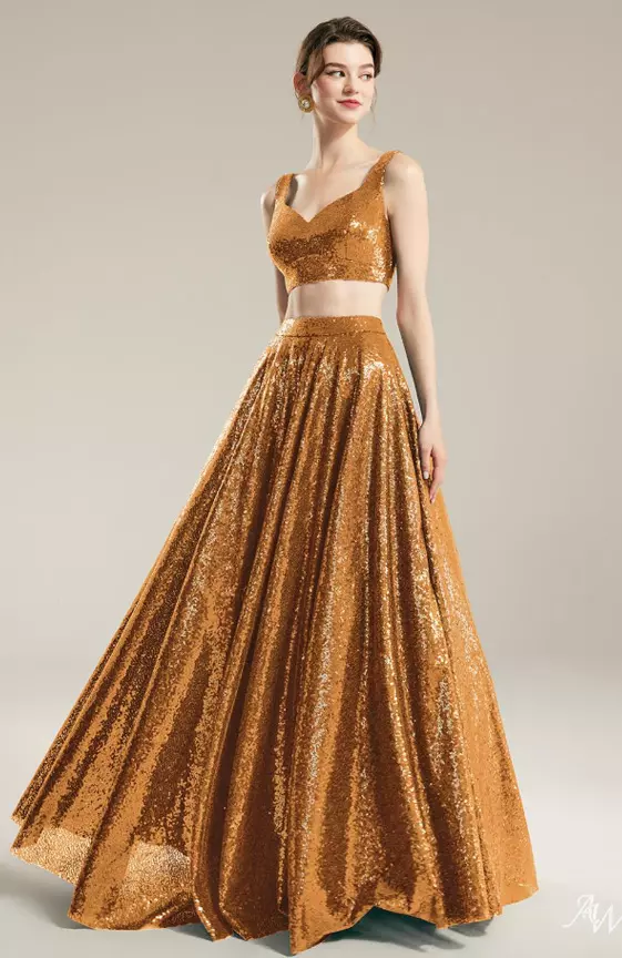 girl in gold prom dress